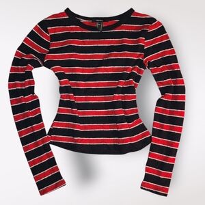 Forever 21 Red and Black Striped Knit Top